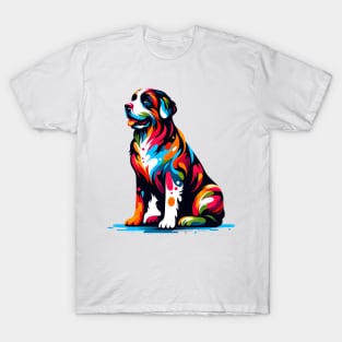 Colorful Braque Francais Pyrenean in Splash Art Style T-Shirt